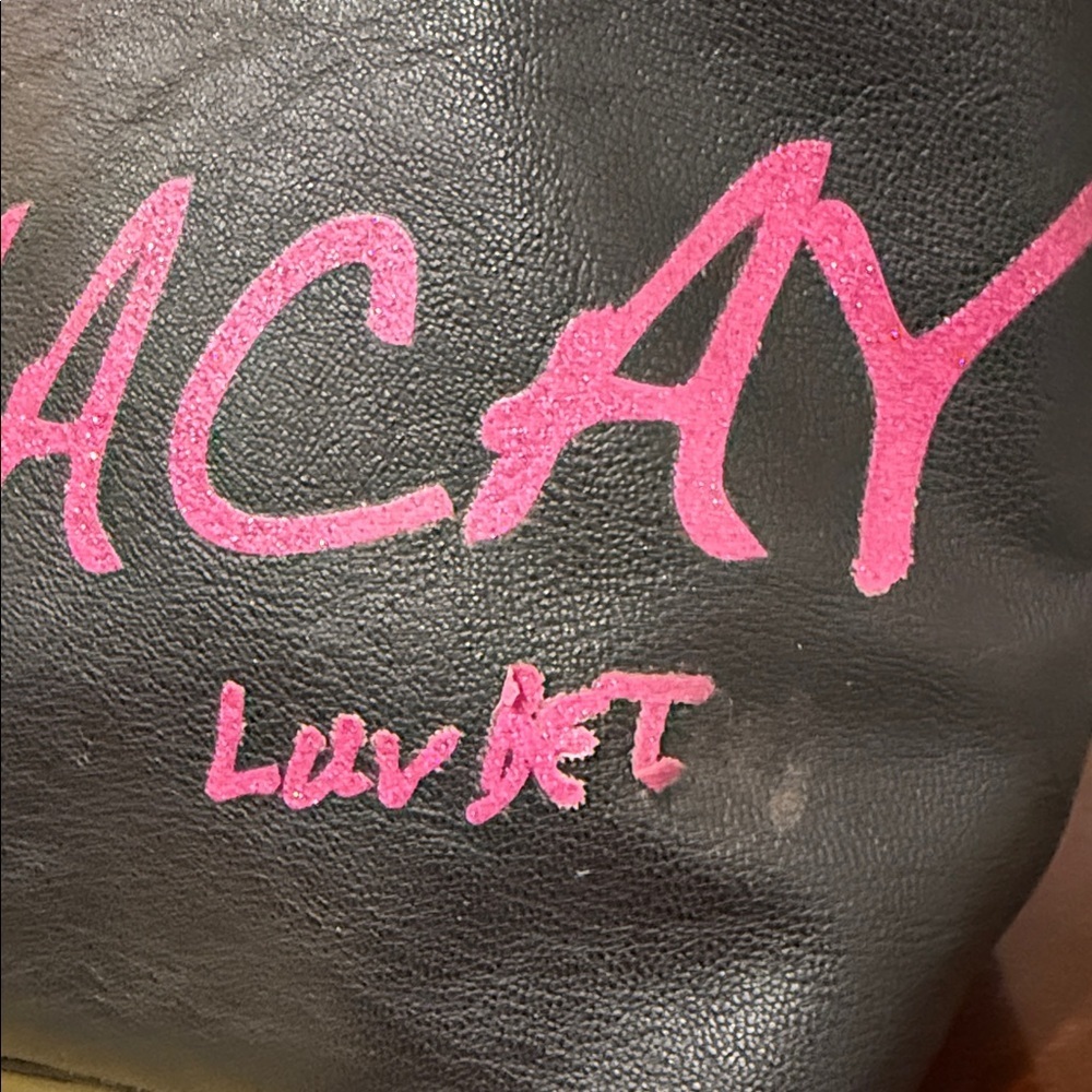 Black Vacay Clutch Betsey Johnson cosmetic case bag zipper pouch weekend purse - Picture 4 of 8